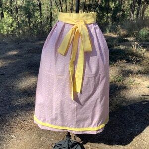 Lavender Apron with Yellow Straps Long floral Cotton Oktoberfest Fall Festival